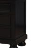 Transitional Solid Wood Night Stand With Three Drawers, Black