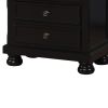 Transitional Solid Wood Night Stand With Three Drawers, Black