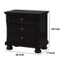 Transitional Solid Wood Night Stand With Three Drawers, Black