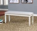 Fabric Upholstered Wooden Bench, White