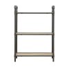 Three Tier Metal Bookshelf With Wooden Shelves, Oak Brown & Gray