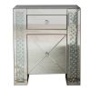 Wood & Mirror Nightstand with Crystal Inserts, Silver