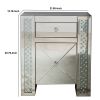 Wood & Mirror Nightstand with Crystal Inserts, Silver