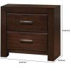 Wooden Two Drawer Nightstand In Walnut Finish