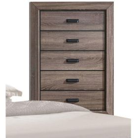 Five Drawer Chest With Scalloped Feet In Weathered Gray Grain Finish
