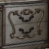 Two Drawer Nightstand With Oversized Scrolled Legs In Antique Platinum Finish