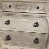 Three Drawer Wooden Nightstand With Scrolled Feet, Antique White
