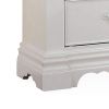 Three Drawer Nightstand With One Hidden Top Drawer And Scalloped Feet, White