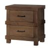 Two Drawer Nightstand With Metal Handle, Antique Oak