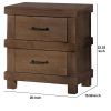 Two Drawer Nightstand With Metal Handle, Antique Oak