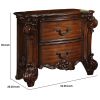 Traditional Style Wooden Nightstand with Two Drawers, Cherry Brown