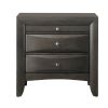 Wooden Nightstand with Bevel Drawer Front, Gray