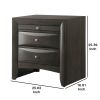 Wooden Nightstand with Bevel Drawer Front, Gray