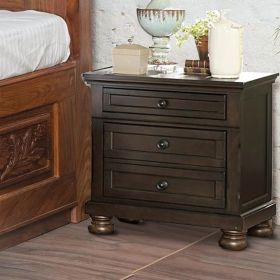 Wooden Mid Century Design Night Stand Chest With Hidden Drawer, Dark Brown