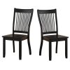 Transitional Style Wooden Side Chair with Slatted Backrest, Set of 2, Black