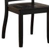 Transitional Style Wooden Side Chair with Slatted Backrest, Set of 2, Black