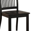 Transitional Style Wooden Side Chair with Slatted Backrest, Set of 2, Black