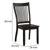 Transitional Style Wooden Side Chair with Slatted Backrest, Set of 2, Black