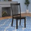 Transitional Style Wooden Side Chair with Slatted Backrest, Set of 2, Black