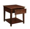 Wooden End Table with One Drawer and One Shelf, Walnut Brown