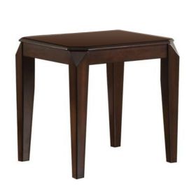 Wooden End table with Beveled Tapered Legs, Walnut Brown