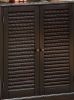 Double Door Solid Wood Shoe Cabinet with Blocked Panel Feet, Espresso Brown