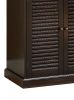 Double Door Solid Wood Shoe Cabinet with Blocked Panel Feet, Espresso Brown