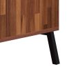 Two Drawers Wooden End Table with Angled Leg Support, Brown and Black