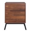 Two Drawers Wooden End Table with Angled Leg Support, Brown and Black