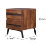 Two Drawers Wooden End Table with Angled Leg Support, Brown and Black