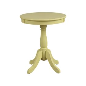 Traditional Style Wooden Round Side Table with Turned Pedestal Base, Yellow