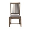 Wooden Chair with Fabric Upholstered Seat and Slat Style Back, Set of 2, Oak Brown and Gray