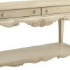Vintage Style Wooden Sofa Table with Two Drawers and One Open Shelf, White