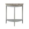 Wooden Half Moon Shaped Console Table with One Open Bottom Shelf, Oak Brown and Gray