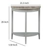 Wooden Half Moon Shaped Console Table with One Open Bottom Shelf, Oak Brown and Gray