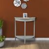 Wooden Half Moon Shaped Console Table with One Open Bottom Shelf, Oak Brown and Gray