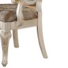 28 Inch Vegan Faux Leather Dining Side Chair, Set of 2, White, Gold