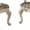 28 Inch Vegan Faux Leather Dining Side Chair, Set of 2, White, Gold