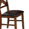 Dining Chair, Vegan Faux Leather, X Backrest, Set of 2, Brown