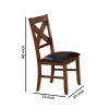 Dining Chair, Vegan Faux Leather, X Backrest, Set of 2, Brown
