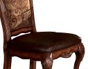Dining Side Chair, Claw Legs and Leatherette Seat, Brown, Set of 2