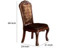 Dining Side Chair, Claw Legs and Leatherette Seat, Brown, Set of 2