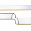 Metal Framed Mirror Coffee Table with Tiered Shelves, Gold and Mirror