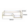 Metal Framed Mirror Coffee Table with Tiered Shelves, Gold and Mirror