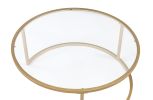Metal Framed Nesting Coffee Tables with Glass and Marble Tops, Set of Two, Gold