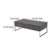 Wooden Coffee Table with Two Lift Tops and Metal Sled Leg Support, Gray and Silver