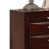 Contemporary Style Wooden Nightstand with Three Drawers and Metal Knobs, Brown