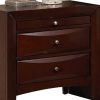 Contemporary Style Wooden Nightstand with Three Drawers and Metal Knobs, Brown