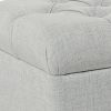 Fabric Upholstered Button Tufted Wooden Bench With Hinged Storage, Light Gray and Brown