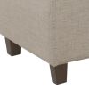 Fabric Upholstered Button Tufted Wooden Bench With Hinged Storage, Beige and Brown